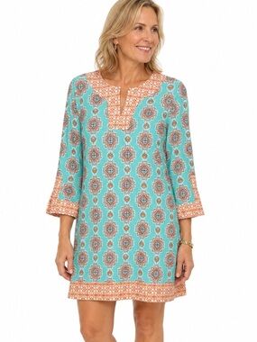CABANA LIFE Medallion Print Tunic Shift Dress UPF 50+ Size S